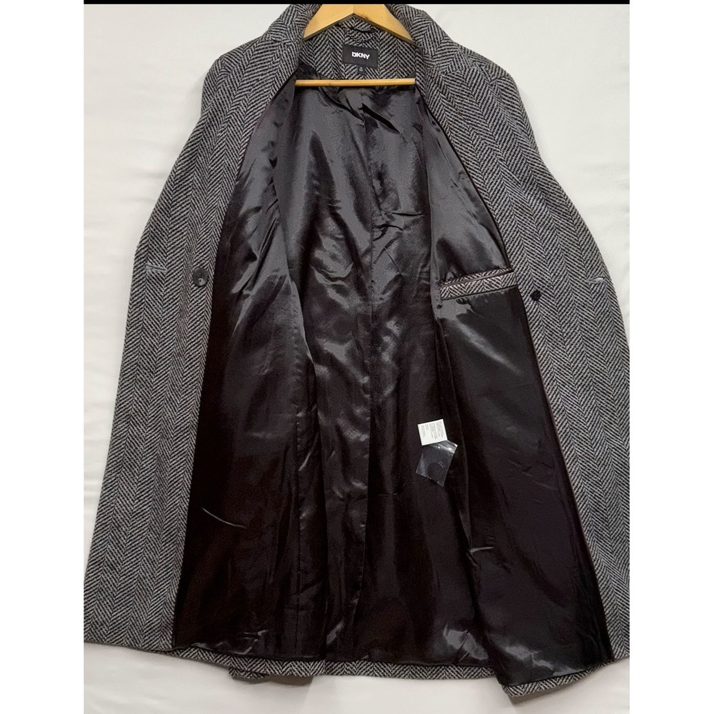 DKNY Women's‎ Herringbone Double Breasted Wool Blend Coat XL - Picture 7 of 16